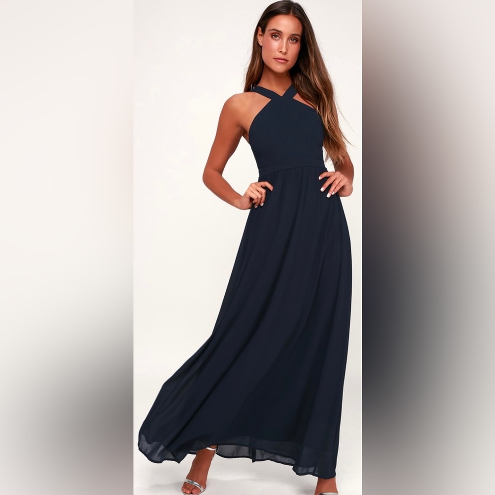 Lulus Air of Romance Navy Blue Maxi Dress
